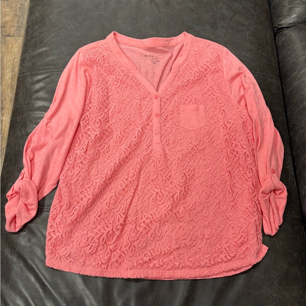 Nine West Coral Lace Blouse